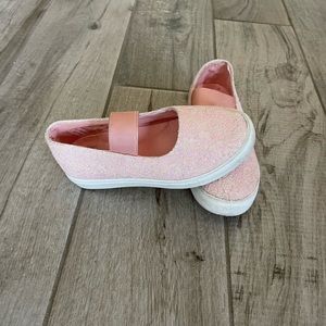 Pink glitter slip on shoes